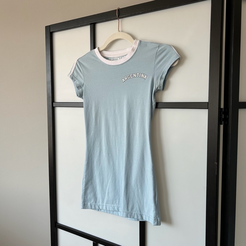 [S] Streetwear Society Argentina Soccer Logo Baby Blue Fitted Short Sleeve Tee - Picture 3 of 8